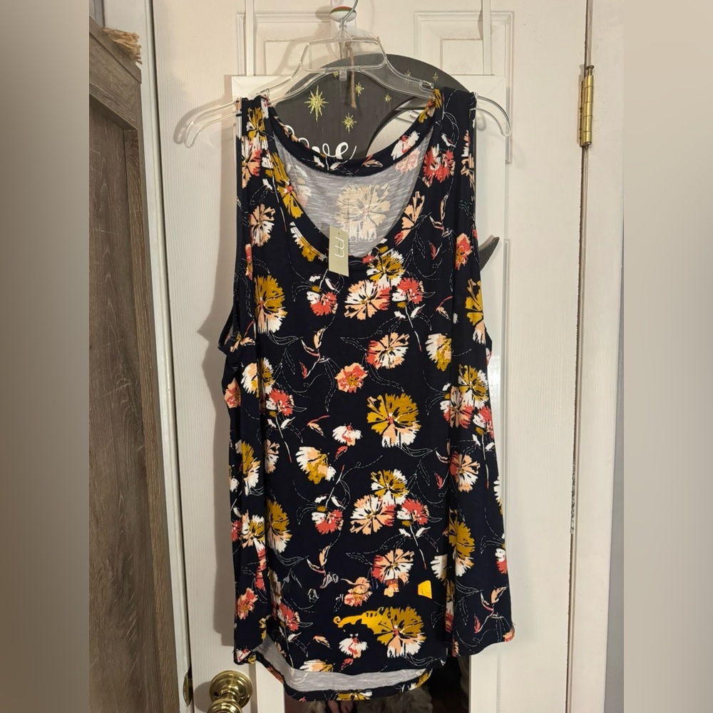 Maurices Floral Tank Top - Navy and Yellow
